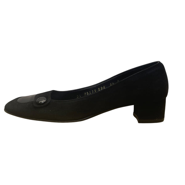 Salvatore Ferragamo Women’s Black Suede & Square-Toe Low-Heel Pumps Size 4.5B