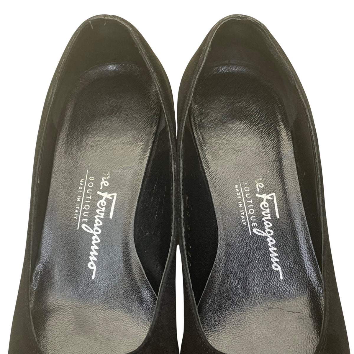 Salvatore Ferragamo Women’s Black Suede & Square-Toe Low-Heel Pumps Size 4.5B