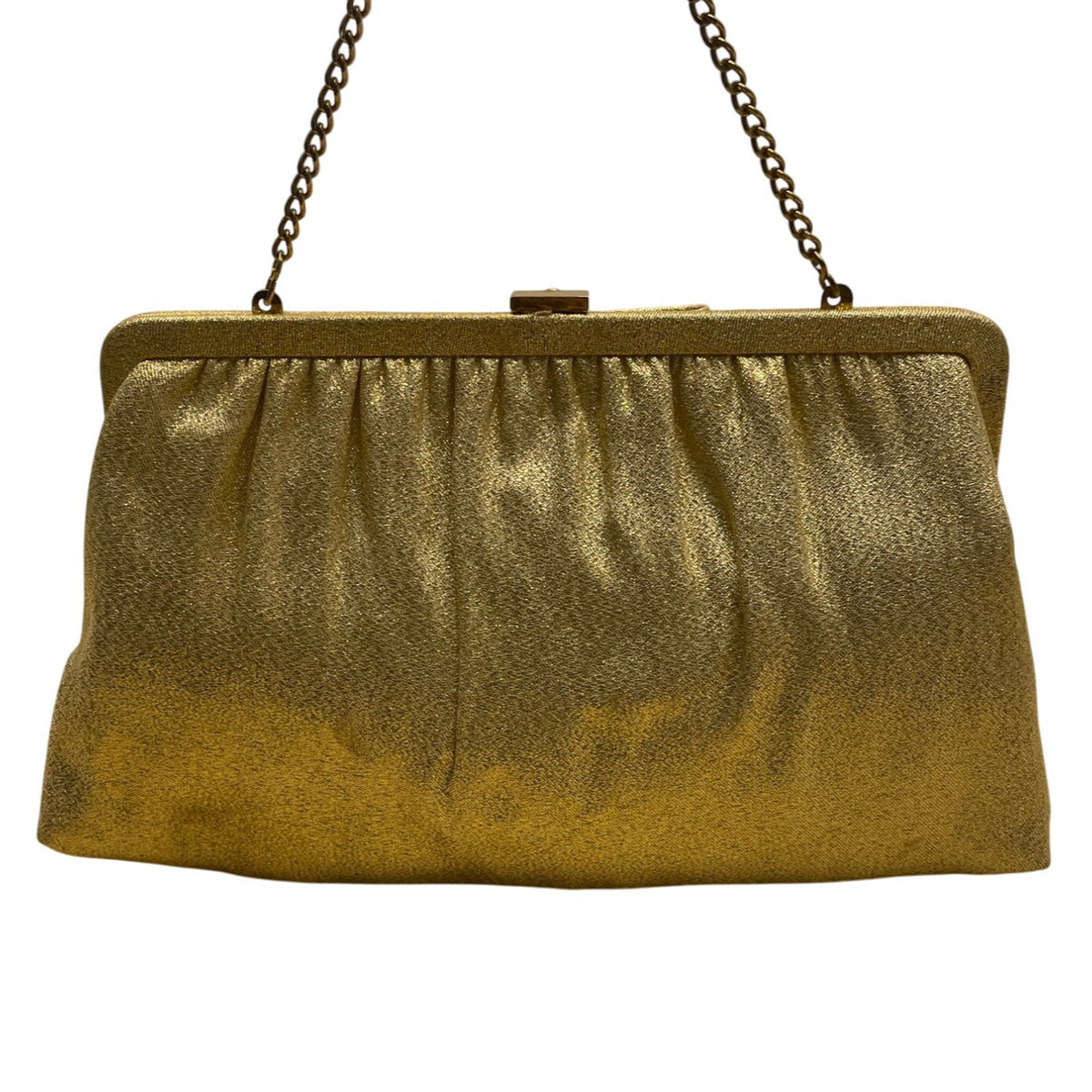 Vintage After Five Women’s Gold Mesh Chain Strap & Rhinestone Bow Accent Clutch