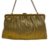 Vintage After Five Women’s Gold Mesh Chain Strap & Rhinestone Bow Accent Clutch
