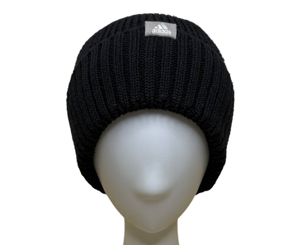 Adidas Unisex Black Ribbed Knit Beanie Recycled Polyester OSFW