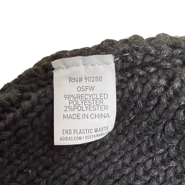 Adidas Unisex Black Ribbed Knit Beanie Recycled Polyester OSFW