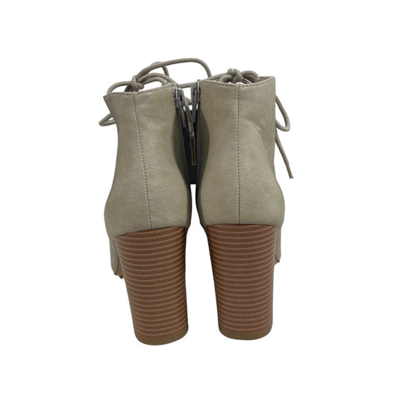 Mix No.6 Women's Grey Taupe Side Zip Closure Lace Up Patty Heels Sz 8 - NWB