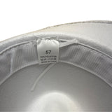 White Wool Hat With Brown Faux Leather Band Size 57