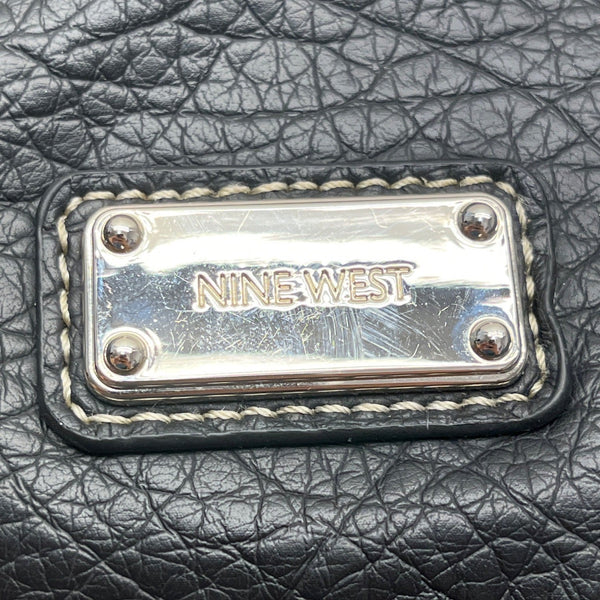 Nine West Black Faux Leather With Chain Strap & Metal Logo Plate Crossbody Bag