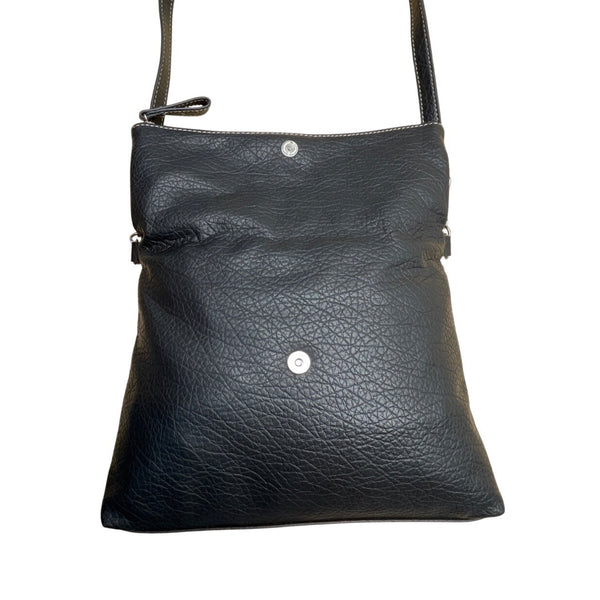 Nine West Black Faux Leather With Chain Strap & Metal Logo Plate Crossbody Bag