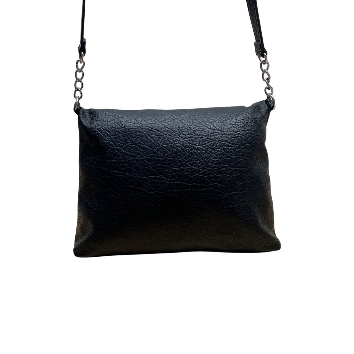 Nine West Black Faux Leather With Chain Strap & Metal Logo Plate Crossbody Bag