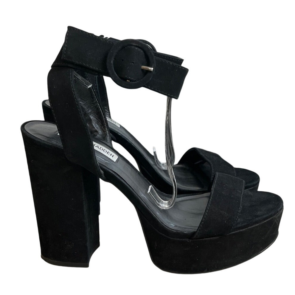 Steve Madden Women's Black Suede Leather Strapped High Heels Sz 10M