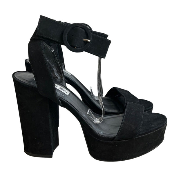 Steve Madden Women's Black Suede Leather Strapped High Heels Sz 10M