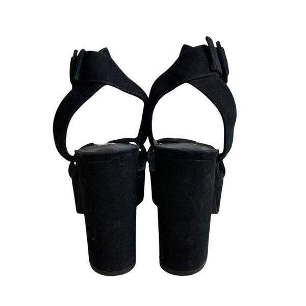 Steve Madden Women's Black Suede Leather Strapped High Heels Sz 10M