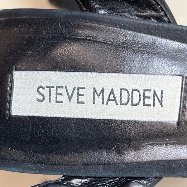 Steve Madden Women's Black Suede Leather Strapped High Heels Sz 10M