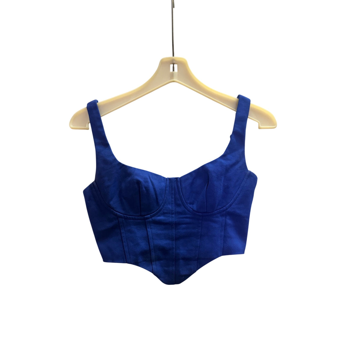 Hello Molly Womens Blue Cotton Blend Corset Top With Back Zipper Closure Size S