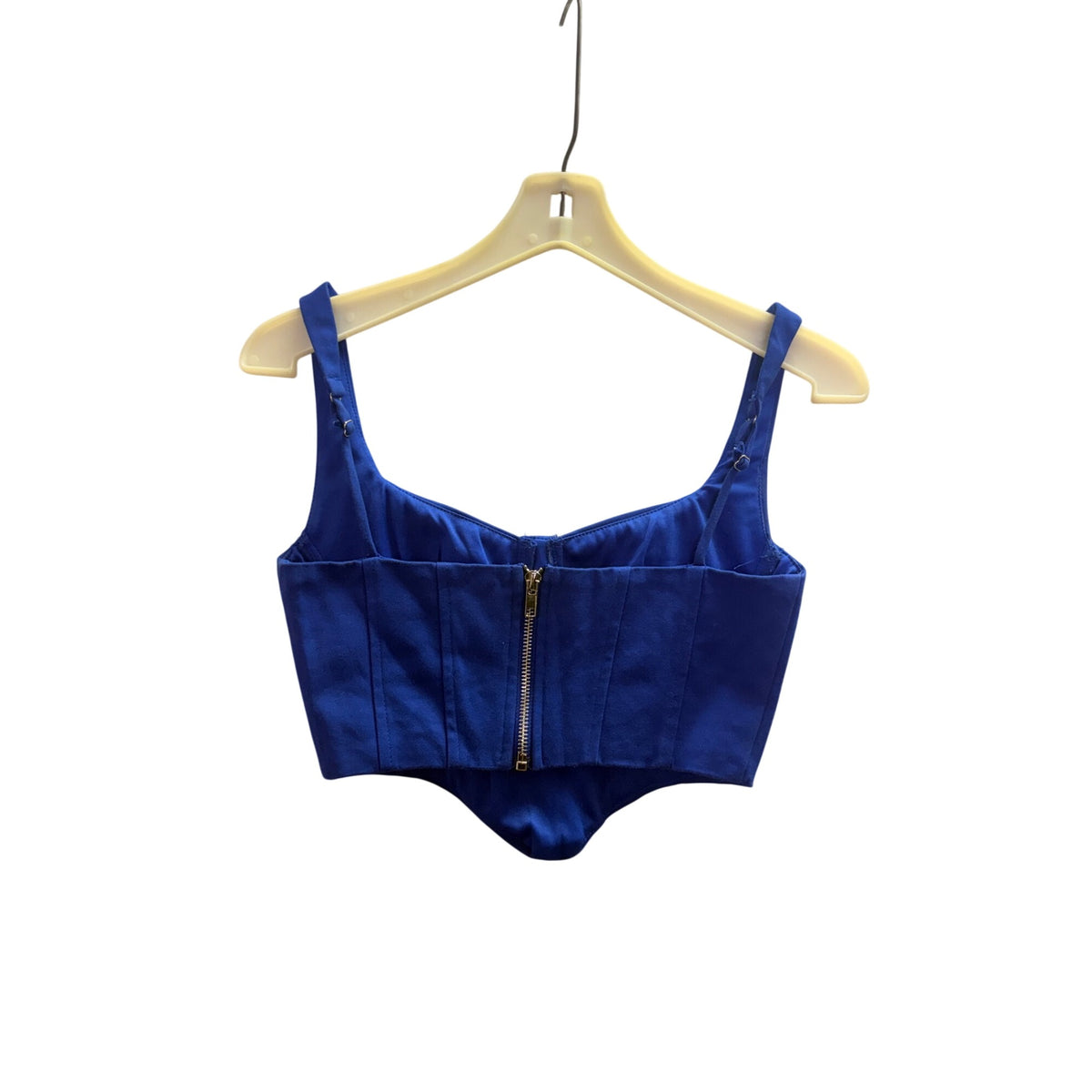 Hello Molly Womens Blue Cotton Blend Corset Top With Back Zipper Closure Size S