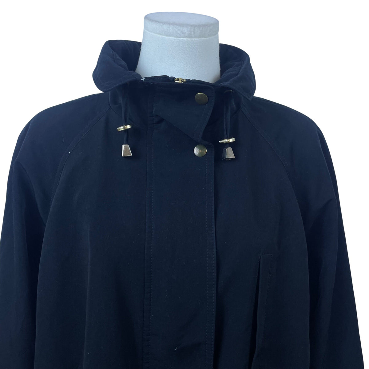 Mulberry Street Women’s Black Hooded Anorak Jacket Drawstring Waist Size M