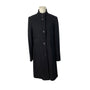 Via Spiga Black Wool Blend Women's Long Coat With Chevron Print Lining Size 10