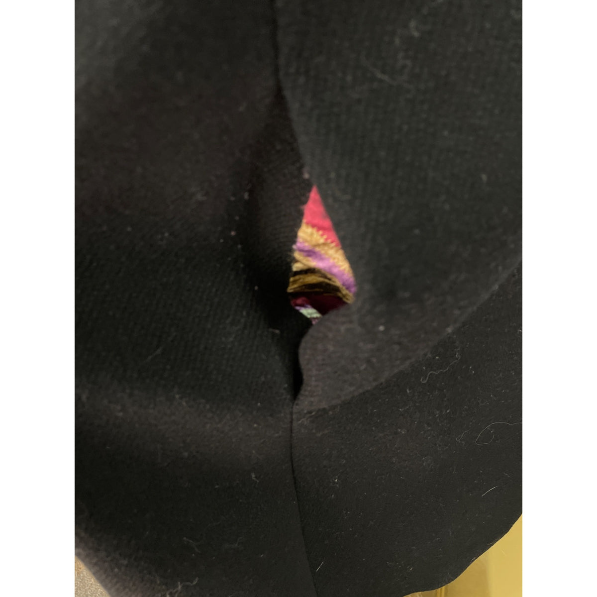 Via Spiga Black Wool Blend Women's Long Coat With Chevron Print Lining Size 10