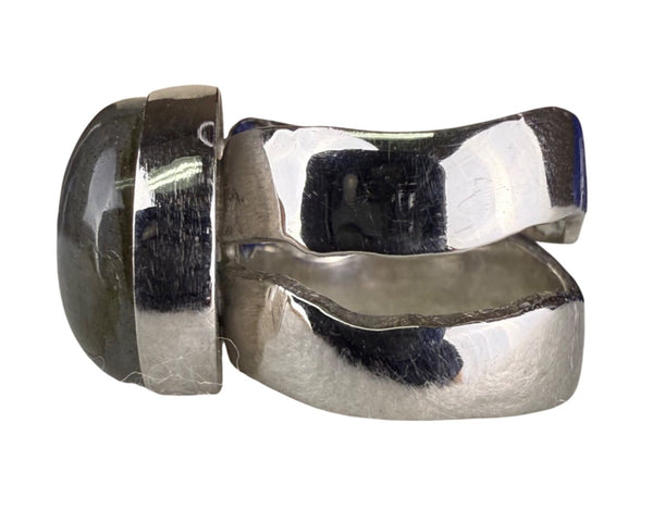 Sterling Silver Women’s Labradorite Oval Cabochon Ring 925 Unique Design Size 5