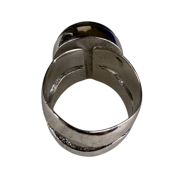 Sterling Silver Women’s Labradorite Oval Cabochon Ring 925 Unique Design Size 5