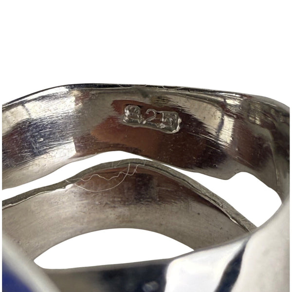 Sterling Silver Women’s Labradorite Oval Cabochon Ring 925 Unique Design Size 5