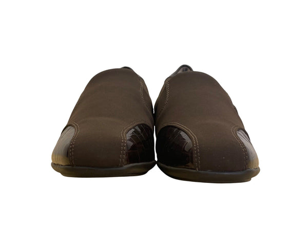 Clarks Womens Brown Crocodile Embossed Patent Accents Slip-On Shoes Size 9M