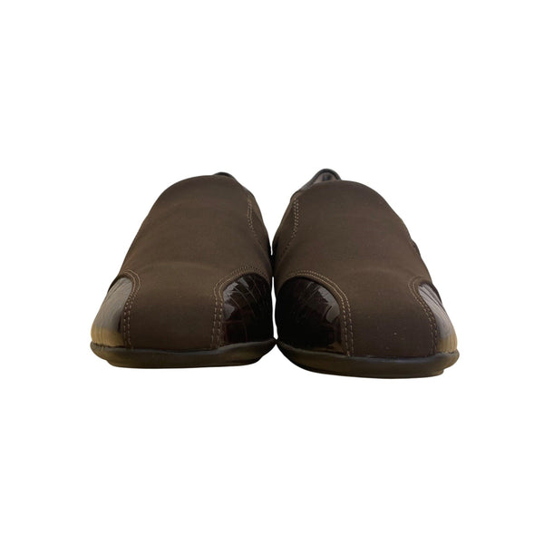 Clarks Womens Brown Crocodile Embossed Patent Accents Slip-On Shoes Size 9M