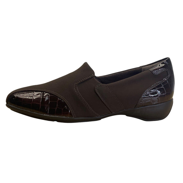 Clarks Womens Brown Crocodile Embossed Patent Accents Slip-On Shoes Size 9M