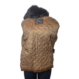 R&O Brand Women's Brown Faux Croc Leather Jacket With Faux Fur Collar