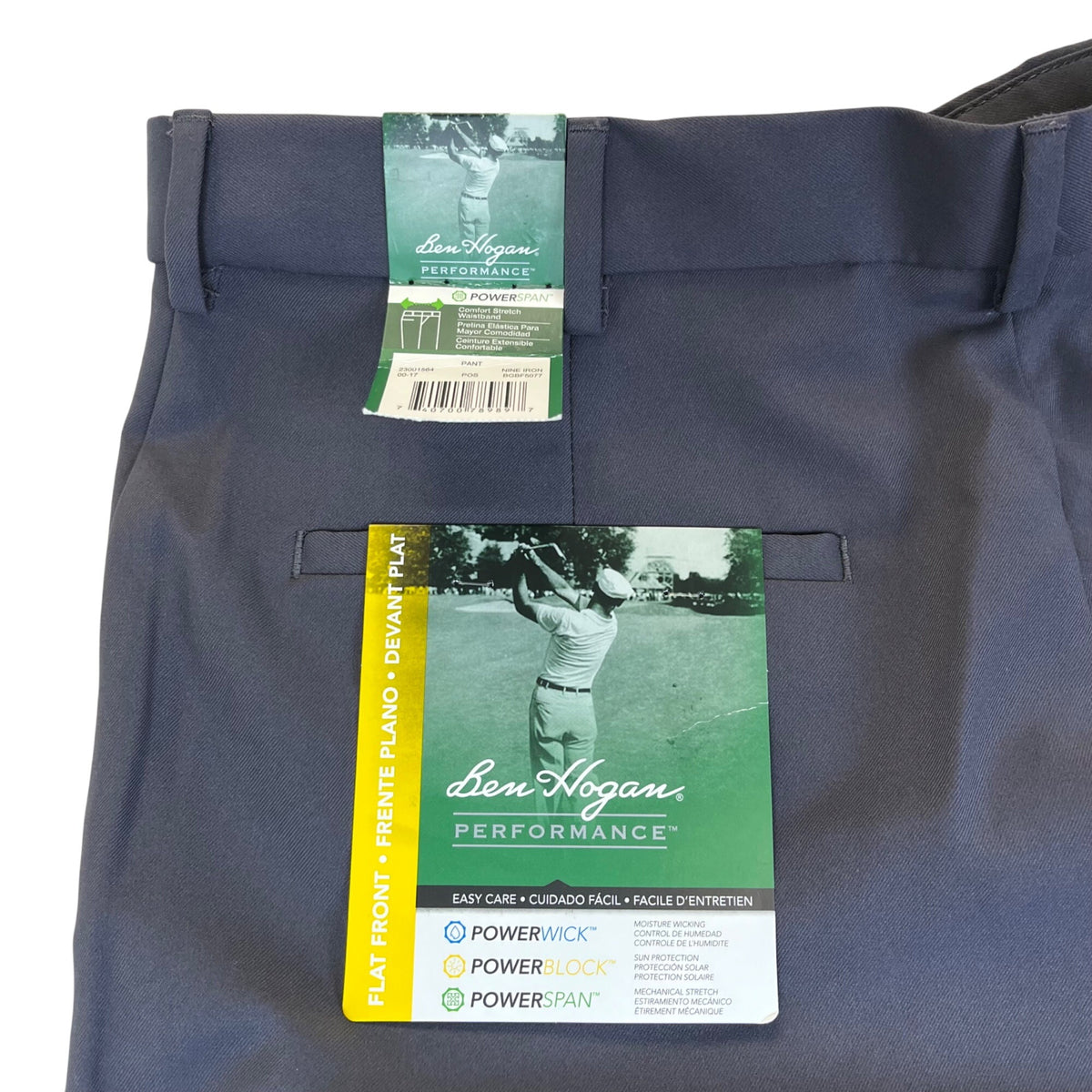 Ben Hogan Mens Dark Grey Golf Pants Flat Front Performance Fit 34x32 - New