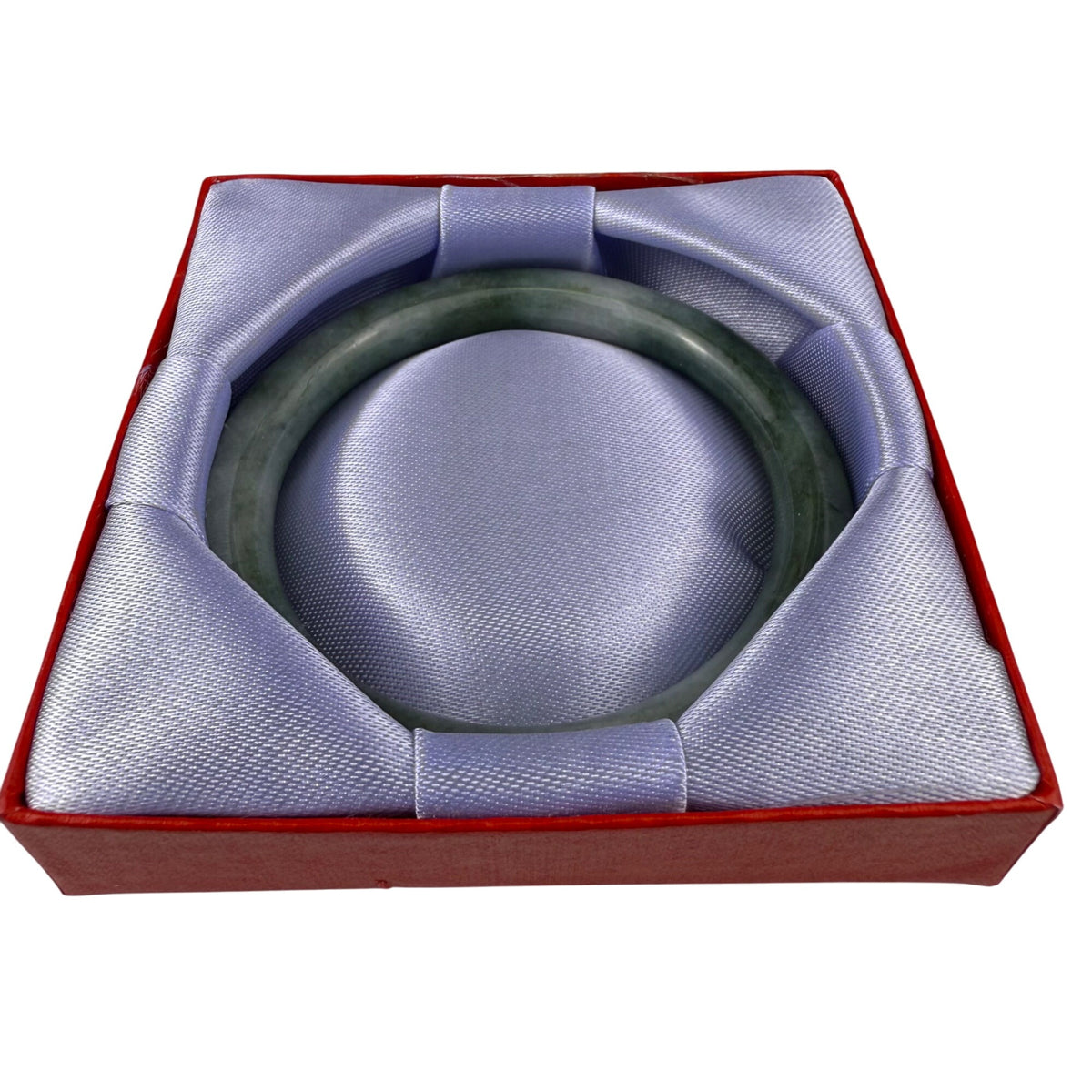 Green Jade Bangle Bracelet With Display Box For Women Handmade Polished Gemstone