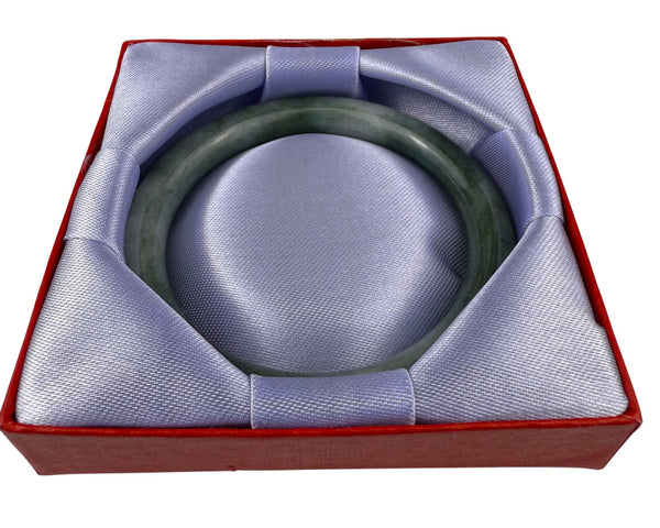 Green Jade Bangle Bracelet With Display Box For Women Handmade Polished Gemstone