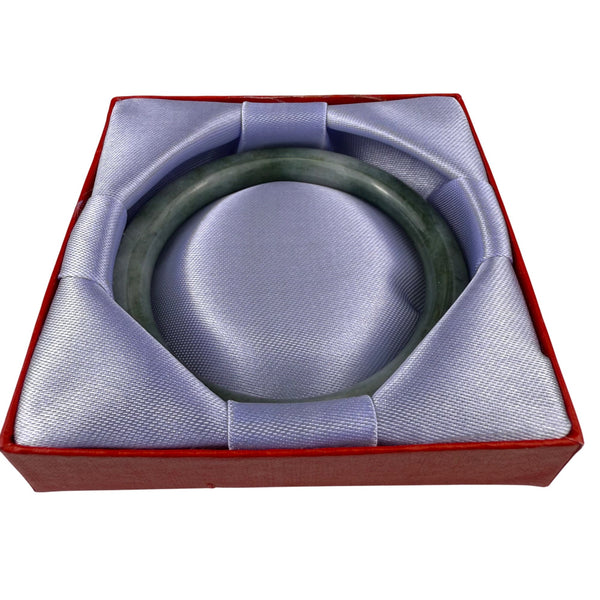Green Jade Bangle Bracelet With Display Box For Women Handmade Polished Gemstone