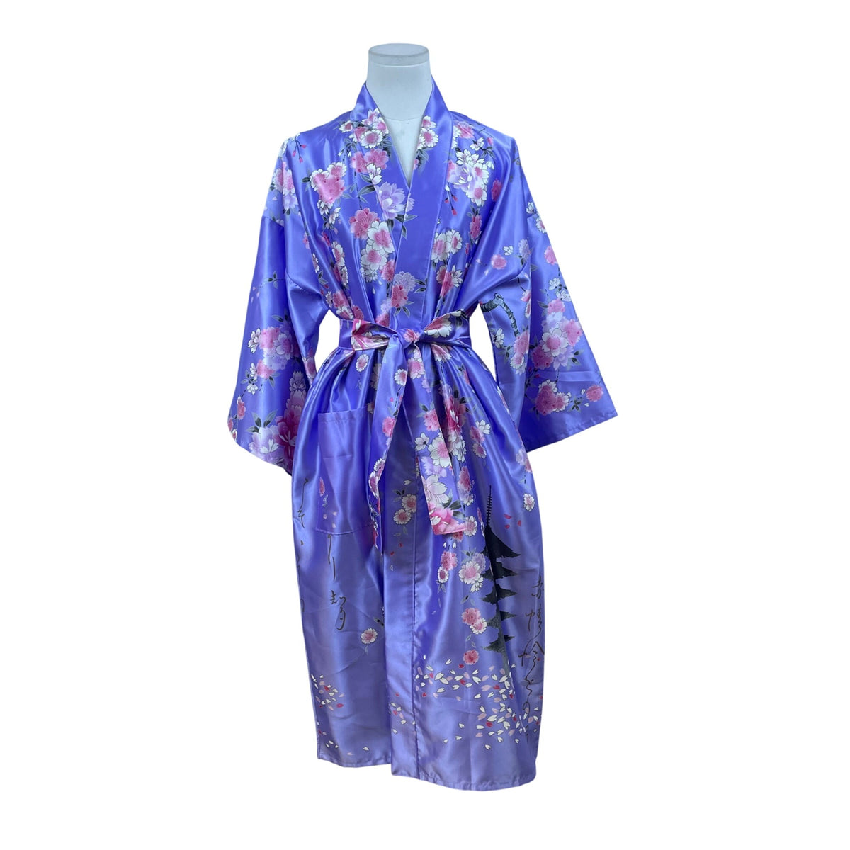 Juguemh Womens Purple Polyester Floral Kimono Robe With Belt Size 42