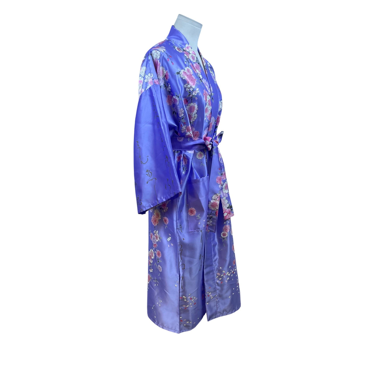 Juguemh Womens Purple Polyester Floral Kimono Robe With Belt Size 42