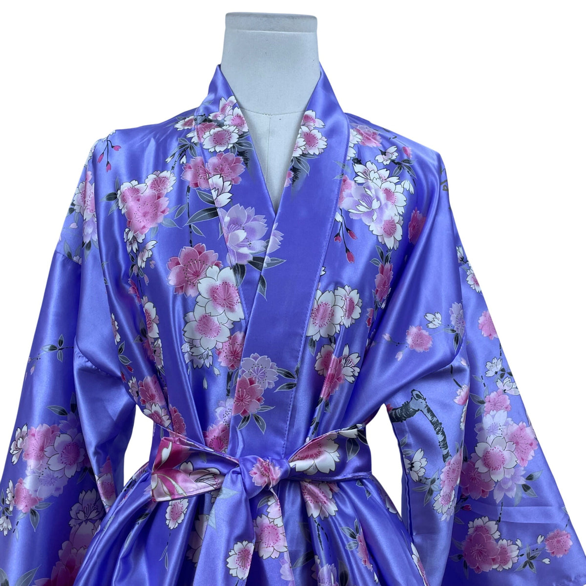 Juguemh Womens Purple Polyester Floral Kimono Robe With Belt Size 42