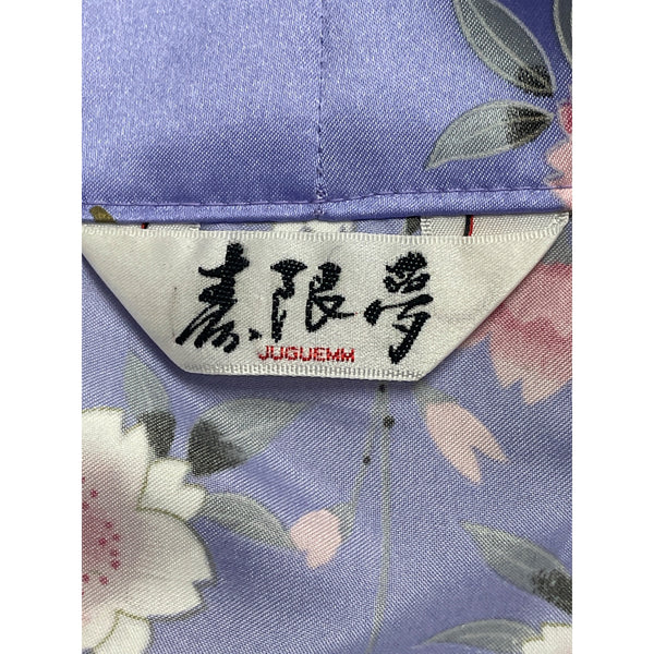 Juguemh Womens Purple Polyester Floral Kimono Robe With Belt Size 42