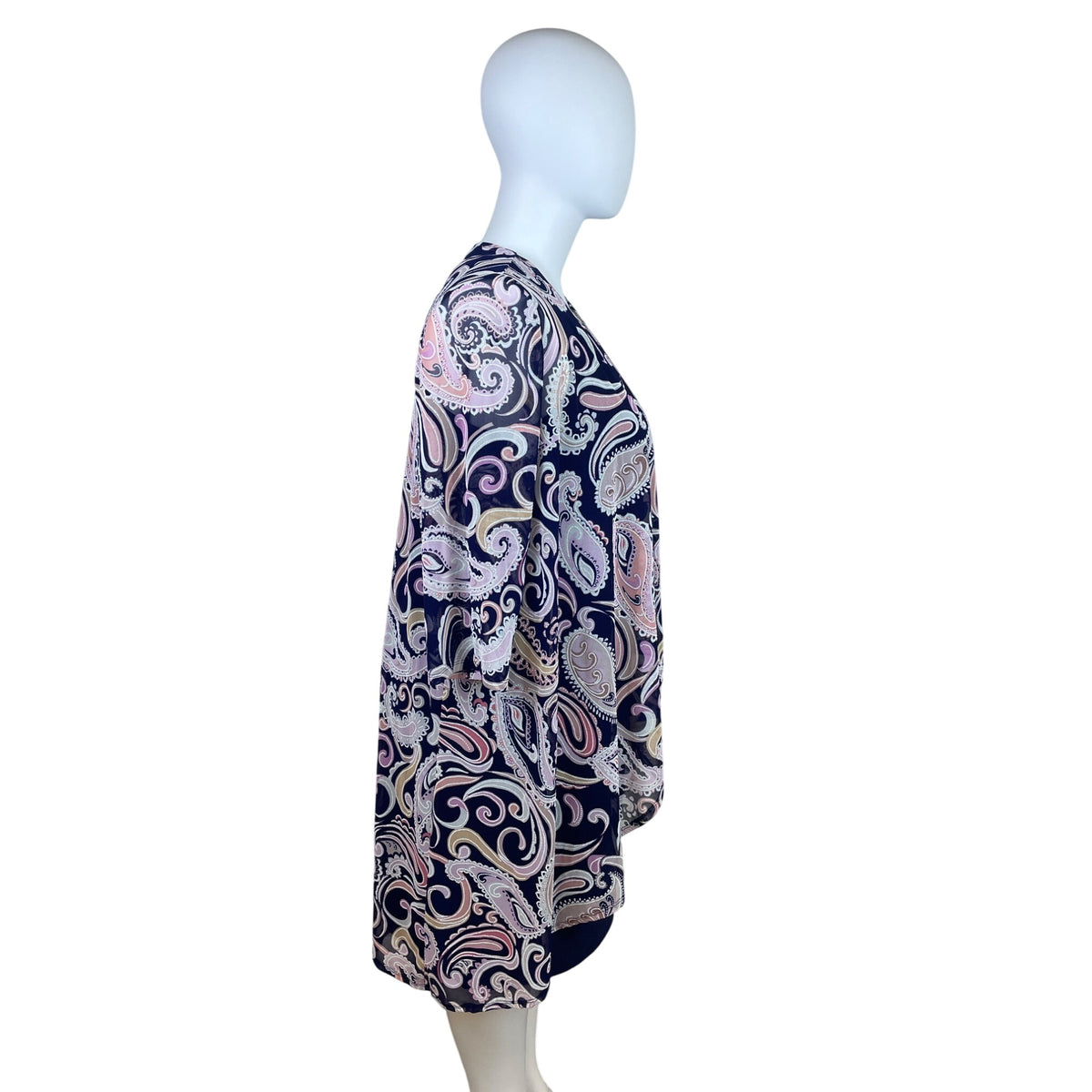 R&M Richards Womens Navy & Paisley 2-Piece Dress Set With Necklace Sz 18W - New