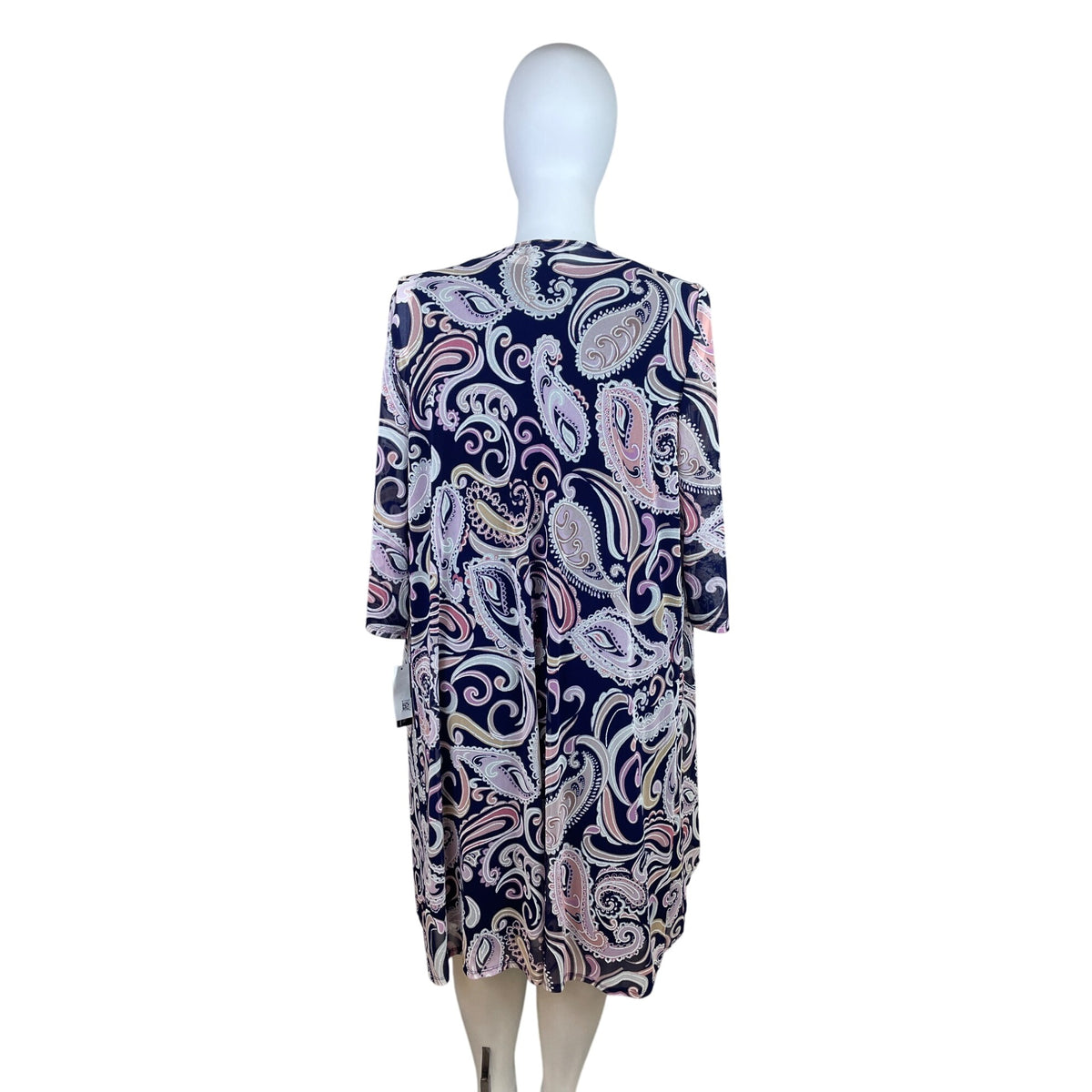 R&M Richards Womens Navy & Paisley 2-Piece Dress Set With Necklace Sz 18W - New