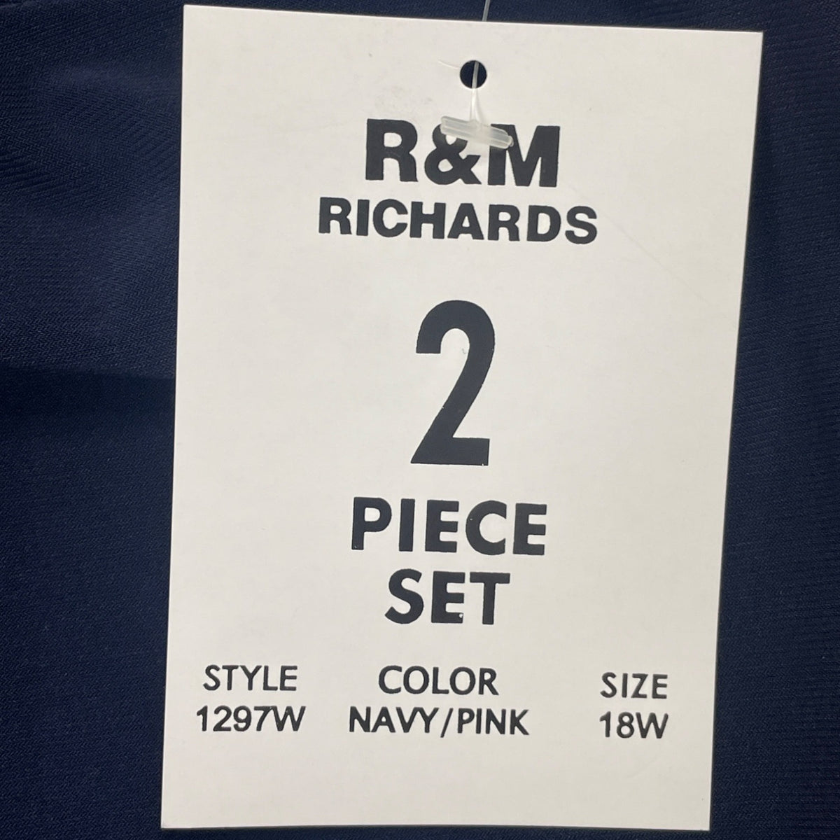 R&M Richards Womens Navy & Paisley 2-Piece Dress Set With Necklace Sz 18W - New