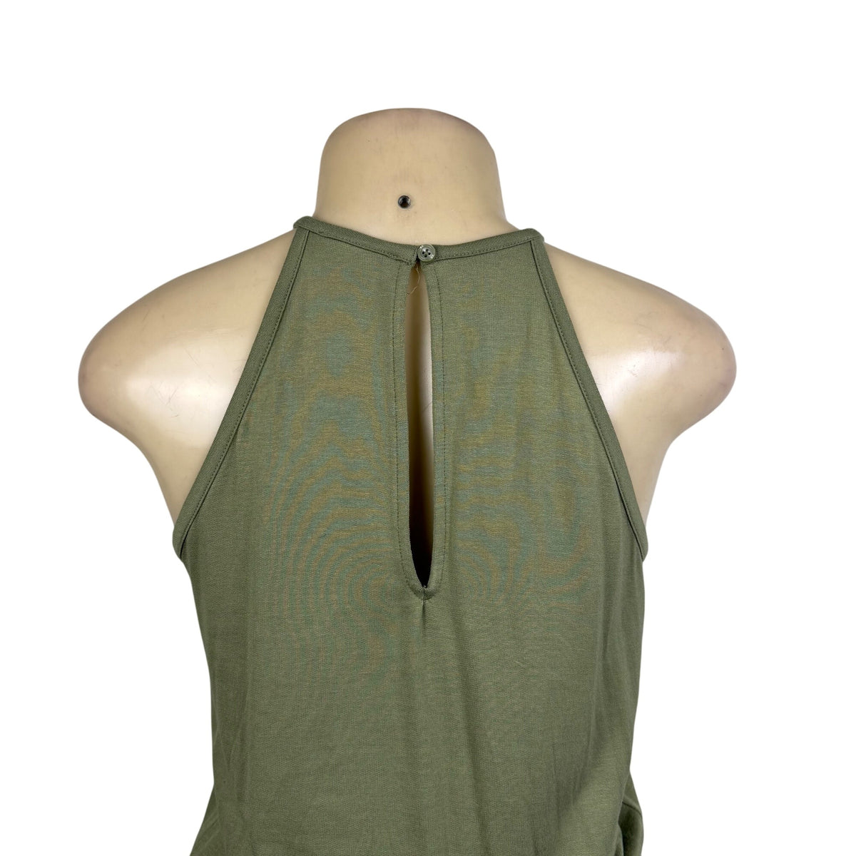 Loft Womens Olive Green Knit Halter Jumpsuit Tie Waist Keyhole Back XS