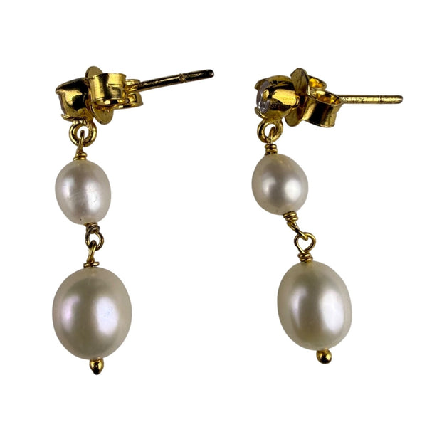 Jackie Mack Women’s Gold Tone Faux Pearl Drop Earrings With Stud Post Back