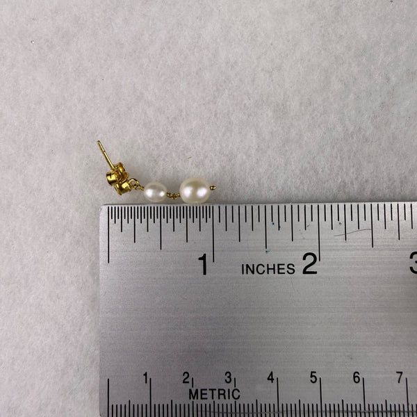 Jackie Mack Women’s Gold Tone Faux Pearl Drop Earrings With Stud Post Back