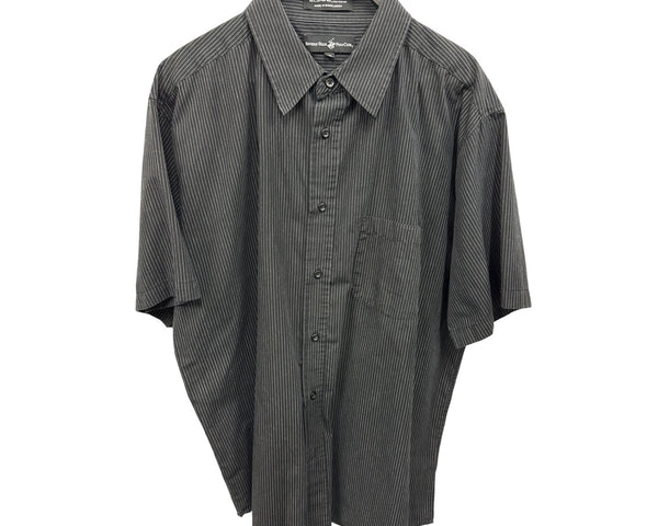 Beverly Hills Polo Club Mens Black Pinstripe Short-Sleeve Button-Up Shirt XL Cotton/Poly Blend