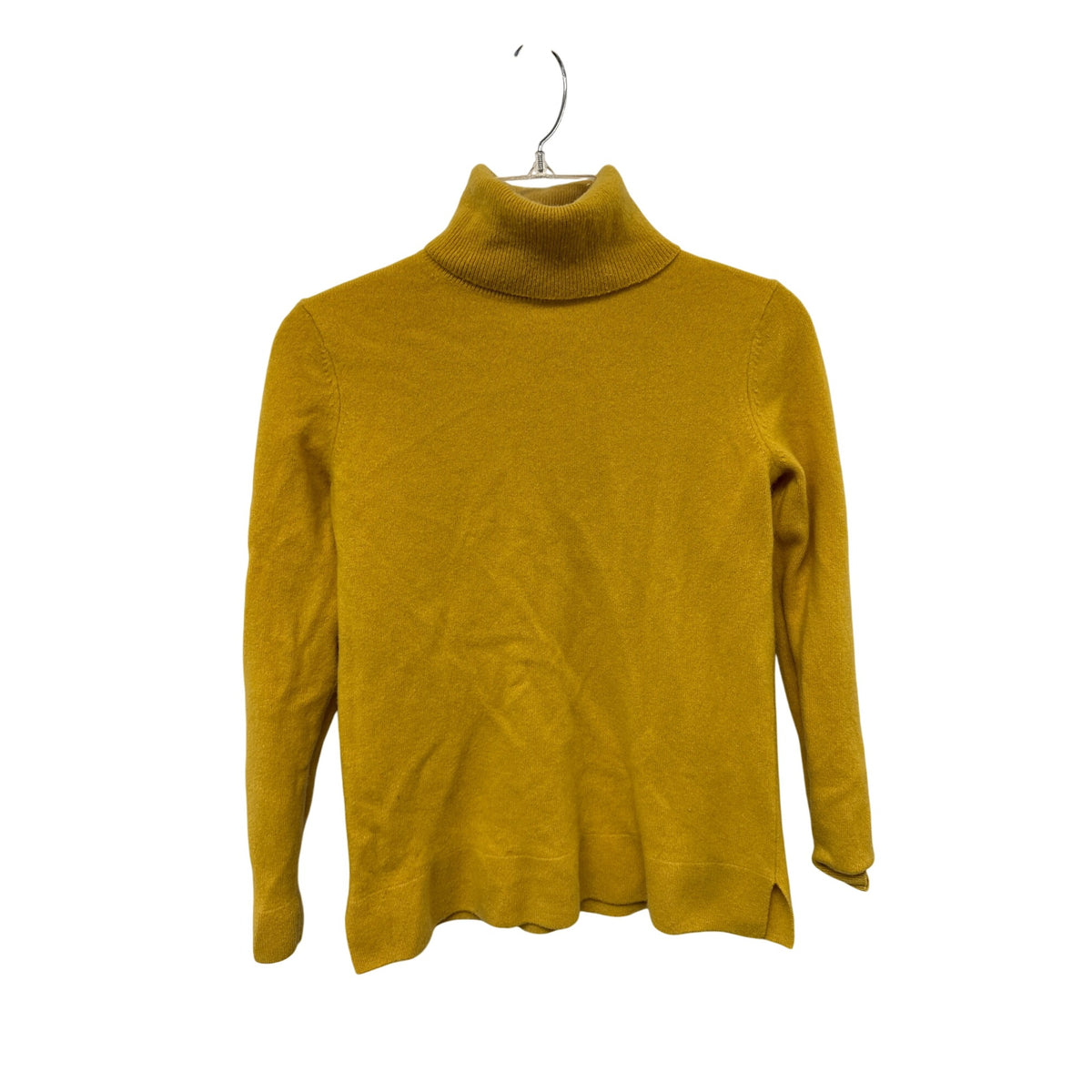 Neiman Marcus Womens Mustard Yellow Cashmere Turtleneck Sweater Size S Classic Knit