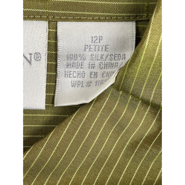 Worthington Green Striped Button-Up Shirt With Collared Neckline Size 12P - New