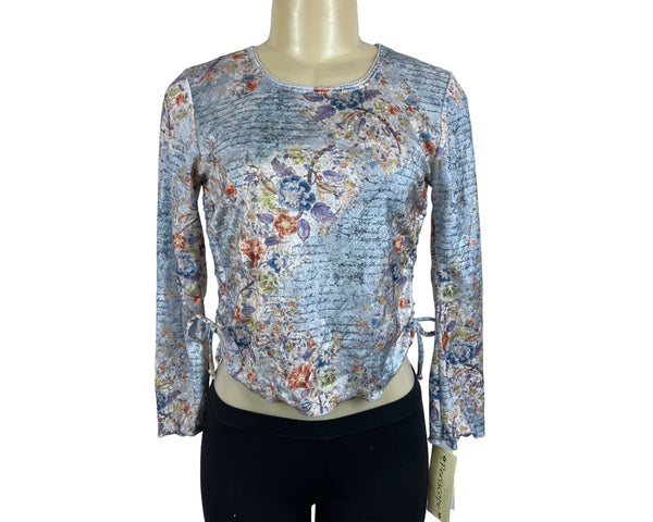 Periscope Youth Girls Floral & Script Print Long Sleeve Top L 14/16