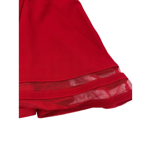 Calvin Klein Girls Red Fit & Flare Dress With Sheer Mesh Details & Bow Accent Size 5