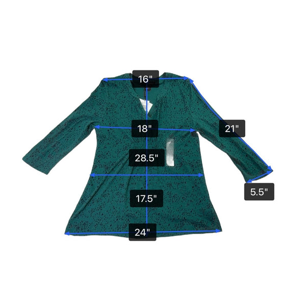 Calvin Klein Jeans Womens Teal Cotton Blend Patterned Tunic Top Sz L