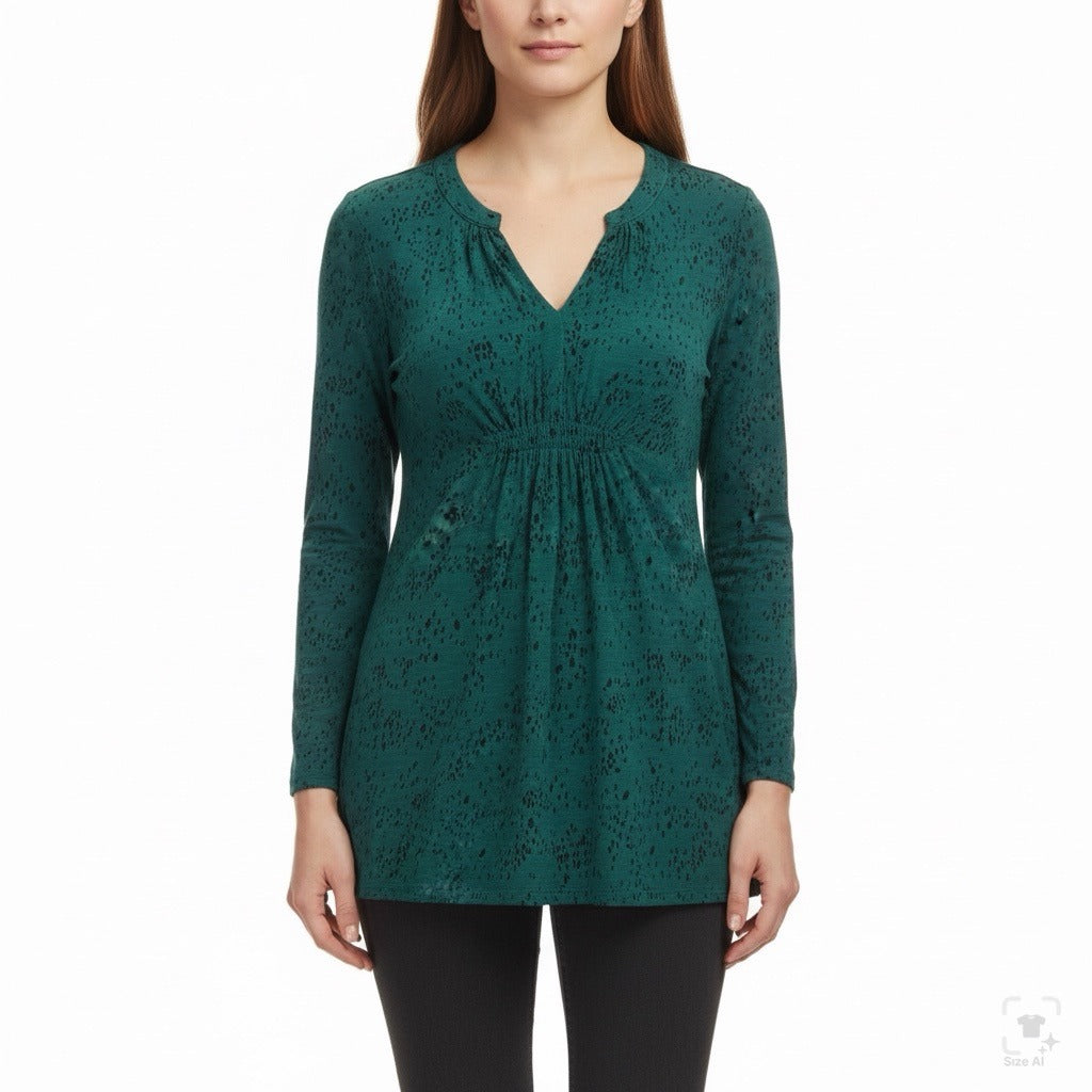 Calvin Klein Jeans Womens Teal Cotton Blend Patterned Tunic Top Sz L