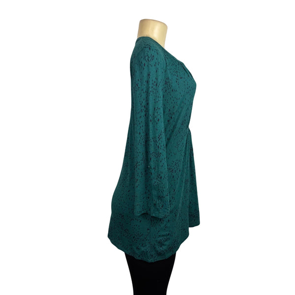 Calvin Klein Jeans Womens Teal Cotton Blend Patterned Tunic Top Sz L