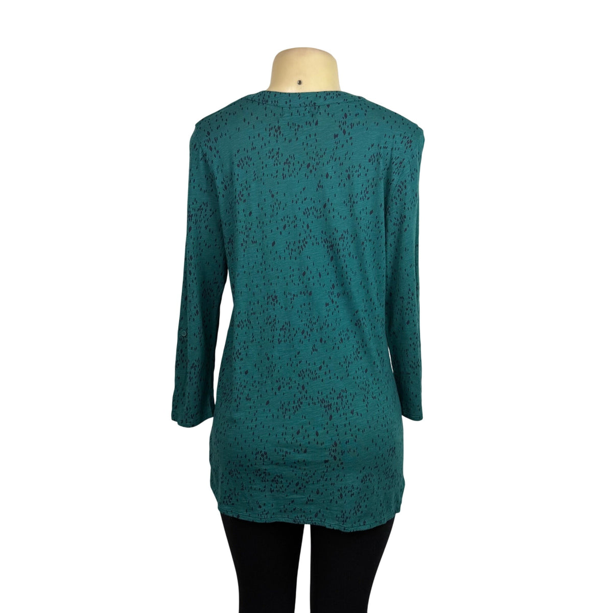 Calvin Klein Jeans Womens Teal Cotton Blend Patterned Tunic Top Sz L